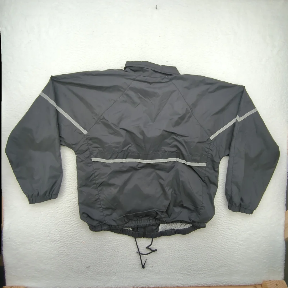 Road Runner Jacket Mens Large Black Windbreaker Reflective Nylon Y2K 2000s Zip